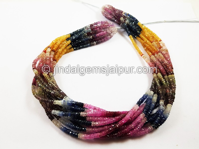 Multi Sapphire Faceted Tyre Beads